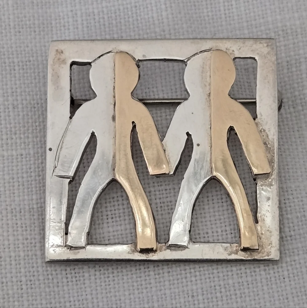 Brooch 925 & 14k Gold